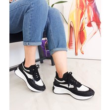 Gdt Ayakkabı Siyah Renk Kot Triko Malzeme Bağcıklı Kadın Sneakers