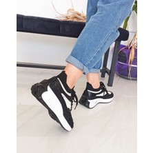 Gdt Ayakkabı Siyah Renk Kot Triko Malzeme Bağcıklı Kadın Sneakers