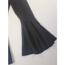 Timi Kids Kız Çocuk Siyah Fitilli Kumaş Ispanyol Paça Crop Ikili Takım