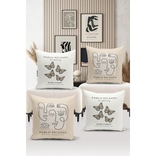 Bertille Home Sanat Serisi Çift Tarafı Dijital Baskılı  4'lü Kırlent Kılıfı Seti  (Art Cover Set)