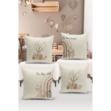 Bertille Home Çocuk Bebek Çift Tarafı Dijital Baskılı  4'lü Kırlent Kılıfı Seti  (Kids Children Cushion Cover)