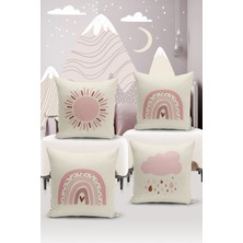 Bertille Home Çocuk Bebek Çift Tarafı Dijital Baskılı  4'lü Kırlent Kılıfı Seti  (Kids Children Cushion Cover)