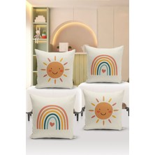Bertille Home Çocuk Bebek Çift Tarafı Dijital Baskılı  4'lü Kırlent Kılıfı Seti  (Kids Children Cushion Cover)