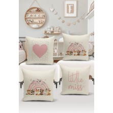 Bertille Home Çocuk Bebek Çift Tarafı Dijital Baskılı  4'lü Kırlent Kılıfı Seti  (Kids Children Cushion Cover)