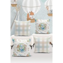Bertille Home Çocuk Bebek Çift Tarafı Dijital Baskılı  4'lü Kırlent Kılıfı Seti  (Kids Children Cushion Cover)