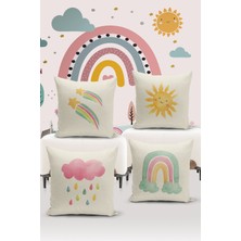 Bertille Home Çocuk Bebek Çift Tarafı Dijital Baskılı  4'lü Kırlent Kılıfı Seti  (Kids Children Cushion Cover)