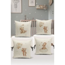 Bertille Home Çocuk Bebek Çift Tarafı Dijital Baskılı  4'lü Kırlent Kılıfı Seti  (Kids Children Cushion Cover)