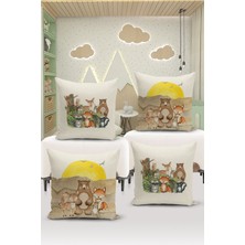 Bertille Home Çocuk Bebek Çift Tarafı Dijital Baskılı  4'lü Kırlent Kılıfı Seti  (Kids Children Cushion Cover)