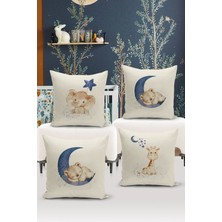 Bertille Home Çocuk Bebek Çift Tarafı Dijital Baskılı  4'lü Kırlent Kılıfı Seti  (Kids Children Cushion Cover)