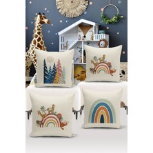 Bertille Home Çocuk Bebek Çift Tarafı Dijital Baskılı  4'lü Kırlent Kılıfı Seti  (Kids Children Cushion Cover)