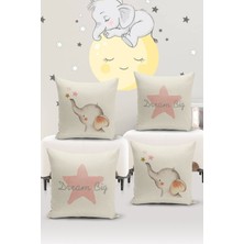 Bertille Home Çocuk Bebek Çift Tarafı Dijital Baskılı  4'lü Kırlent Kılıfı Seti  (Kids Children Cushion Cover)