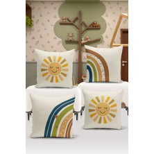 Bertille Home Çocuk Bebek Çift Tarafı Dijital Baskılı  4'lü Kırlent Kılıfı Seti  (Kids Children Cushion Cover)
