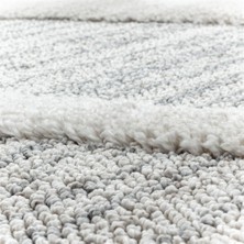 Carpettex Yuvarlak Halı Yumuşak Bukle Tabanlı Modern Kabartmalı 3D Zigzag Desenli Krem Gri Renkli Halı