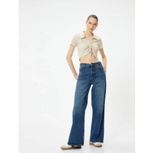 Koton 4Sal10129Ik Koton Kadın T-Shirt Bej