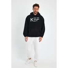 Kef Clothing Siyah Hoodie, Oversize Sweatshirt, Erkek Hoodie, Kanguru Cep Kapüşonlu