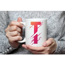 Azresa Özel Tasarım T Harfli Beyaz Porselen Kupa Tfsp-19