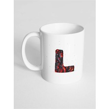 Azresa L Harfi Baskılı Kor Alevli Desenli Dekoratif - Baş Harf Baskılı Kupa Bardak