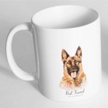 Azresa Beyaz Best Friend German Shepherd Resim Baskılı Kupa Bardak
