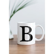 Azresa Beyaz B Harfi Baskılı Kupa Bardak