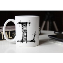 Azresa Özel Çizim L Harfli Porselen Kupa Tfshr-14