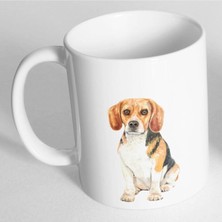 Azresa Beyaz Beagle Köpek Resim Baskılı Kupa Bardak