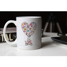 Azresa Sevgililer Gününe Özel Bisiklen Süren Çift Temalı Temalı Beyaz Kupa Tfc-06