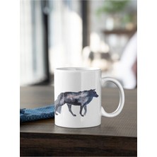 Azresa Galaksi Sulu Boya Kurt Baskılı Kupa Beyaz