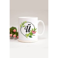 Azresa Ü Harfli Yaprak Çerçeveli Baskılı Kupa Bardak