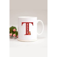 Azresa Ayıcıklı T Harfli Baskılı Kupa Bardak