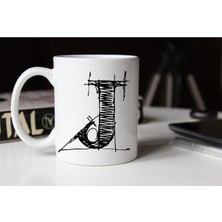 Azresa Özel Çizim J Harfli Porselen Kupa Tfshr-12