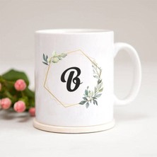 Azresa B Harfli Çerçeveli Baskılı Kupa Bardak