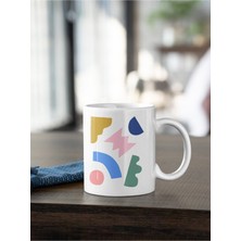 Azresa Renkli Soyut Desenli Resim Baskılı Kupa