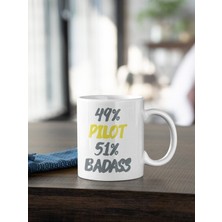 Azresa Perselen Mug Pilot Serisi 7 Baskılı Kupa Beyaz Porselen