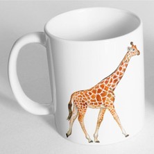 Azresa Beyaz Zürafa Resim Baskılı Kupa Bardak BDH557