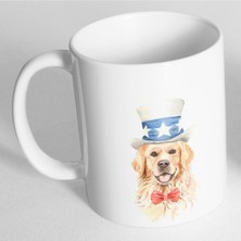 Azresa Sevimli Şapkalı Golden Retriever Resim Baskılı Kupa Bardak