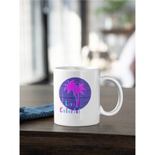 Azresa Live Colorful Palmiye Baskılı Kupa Beyaz