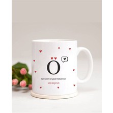 Azresa Kalp Detaylı Ö Harfli Baskılı Kupa Bardak