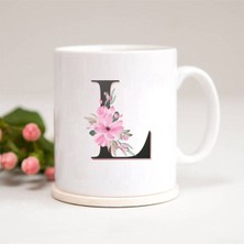 Azresa Beyaz L Harfli Baskılı Kupa Bardak