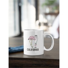 Azresa California Yazılı Pembe Flamingo Baskılı Kupa