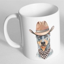 Azresa Şapkalı Doberman Köpek Tasarım Baskılı Kupa Bardak BDH553