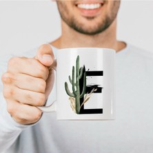 Azresa E Harfi Çiçek Tasarım Porselen Kupa Bardak