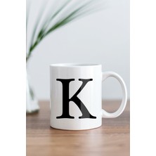 Azresa Beyaz K Harfi Baskılı Kupa Bardak