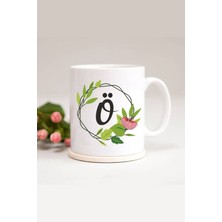 Azresa Ö Harfli Yaprak Çerçeveli Baskılı Kupa Bardak