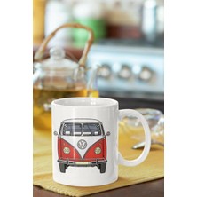 Azresa Kırmızı Volkswagen Samba Baskılı Porselen Kupa Bardak