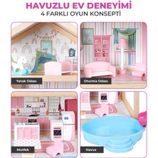 ROZİTOYS Pembe Ahşap Kaydıraklı Oyun Evi, Ahşap Oyun Evi, Hediye Çocuk Halısı T2010