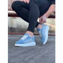 Alfaze Erkek Casual Ayakkabı Kot Kumaş Buz Mavi Topuk Boyu 3 cm