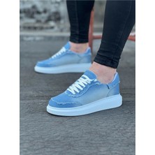 Alfaze Erkek Casual Ayakkabı Kot Kumaş Buz Mavi Topuk Boyu 3 cm