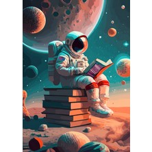 512 Art Design Retro Astronot Duvar Poster /uzay 30X42 cm Çerçevesiz