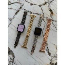 Bushco Store Apple Watch Uyumlu Rose Gold Cowboy Çelik Kordon  42-44-45-49MM