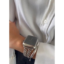 Bushco Store Apple Watch Uyumlu Gümüş Cowboy Çelik Kordon  42-44-45-49MM